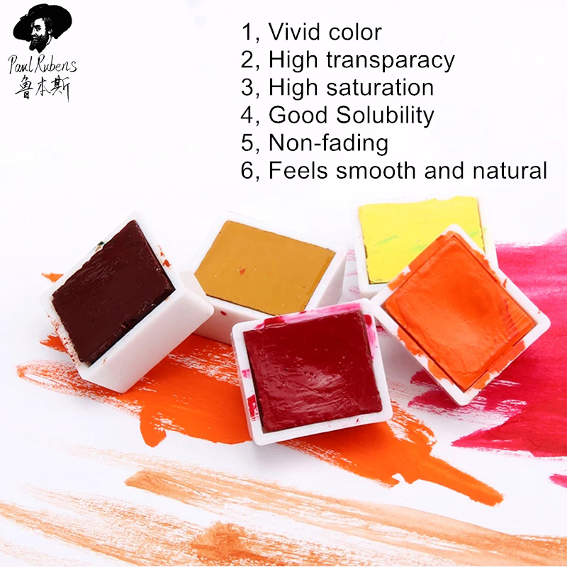 RUBENS PAINT SUPPLIER 1PC HALF PAN SOLID WATERCOL  CAKE FOR BEGINNER AND PROFESSIONAL ARTIST3